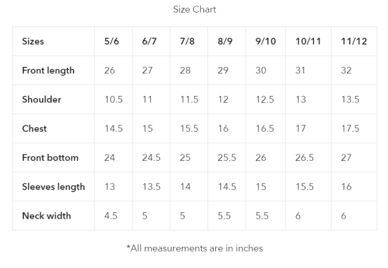 Size Chart Junior